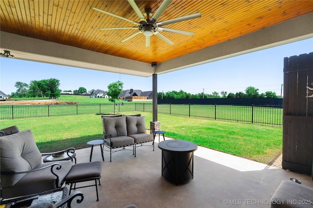 1580 Dawson Dr, Fort Gibson, OK 74434 - view of patio / terrace featuring a ceiling fan and an outdoor living space