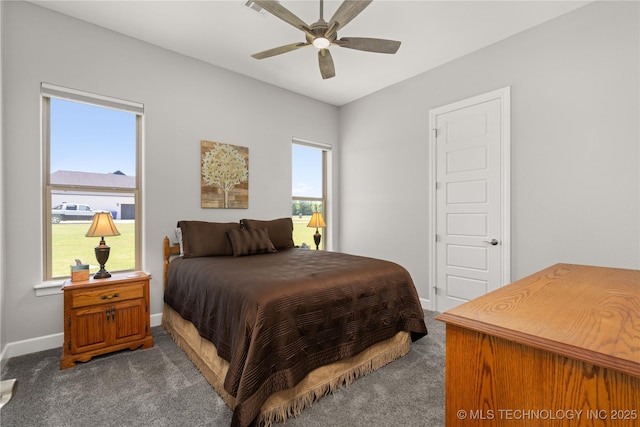 1580 Dawson Dr, Fort Gibson, OK 74434 - bedroom with carpet, baseboards, and a ceiling fan