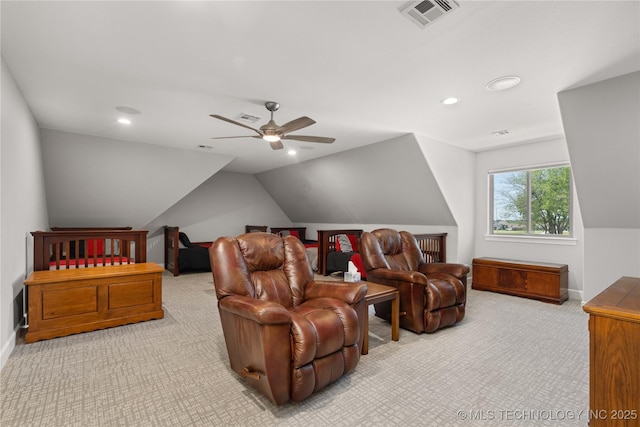 1580 Dawson Dr, Fort Gibson, OK 74434 - carpeted cinema with lofted ceiling, a ceiling fan, recessed lighting, and baseboards