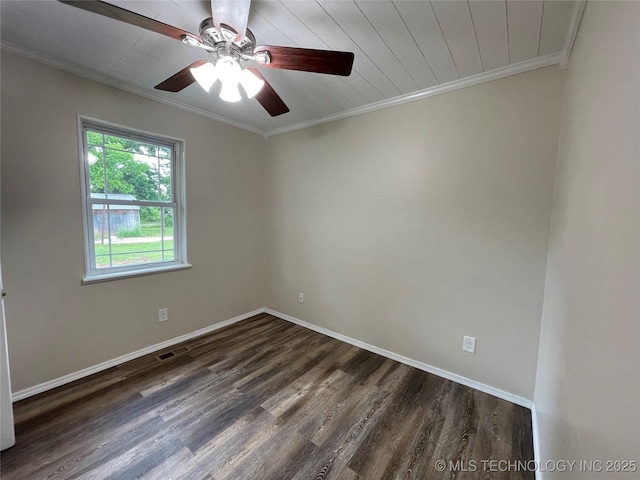 422 N Forest St, Jenks, OK 74037 - unfurnished room with wood finished floors, ornamental molding, ceiling fan, and baseboards