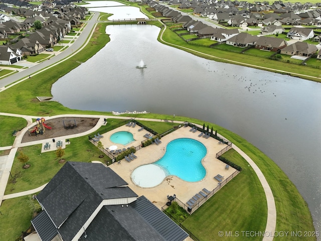 5807 E 128th St S, Bixby, OK 74008 - aerial perspective of suburban area featuring a nearby body of water and a pool area