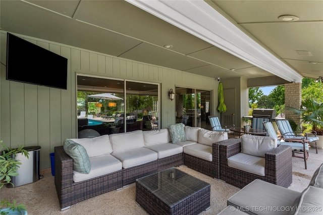 6232 S Jamestown Ave, Tulsa, OK 74136 - view of patio / terrace featuring outdoor lounge area and a grill