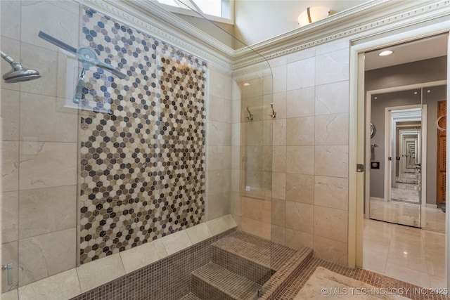 6232 S Jamestown Ave, Tulsa, OK 74136 - full bathroom featuring tiled shower and tile patterned flooring