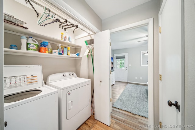 55890 E 315th Rd, Jay, OK 74346 - laundry area with separate washer and dryer and light wood-type flooring