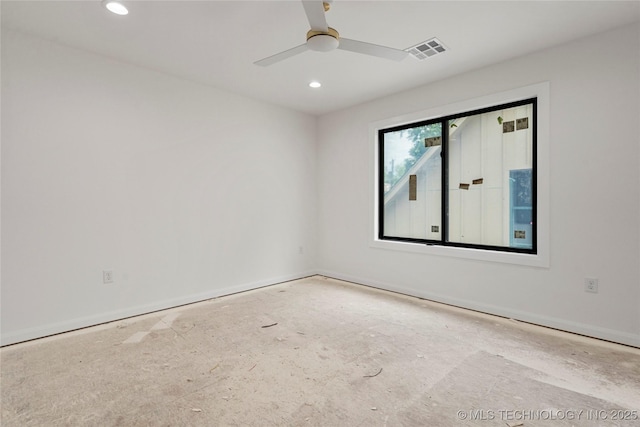 3917 S Madison Ave, Tulsa, OK 74105 - unfurnished room featuring recessed lighting, a ceiling fan, and baseboards