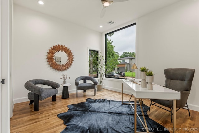 3917 S Madison Ave, Tulsa, OK 74105 - office with wood finished floors, recessed lighting, and a ceiling fan