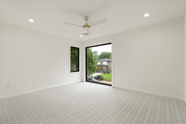 3917 S Madison Ave, Tulsa, OK 74105 - unfurnished room featuring recessed lighting, ceiling fan, and carpet floors