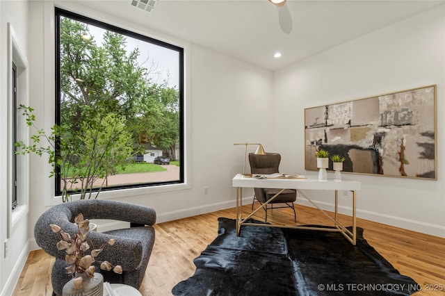 3917 S Madison Ave, Tulsa, OK 74105 - home office with wood finished floors and ceiling fan