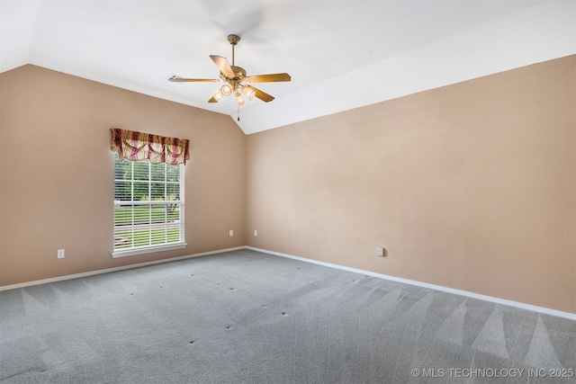 1940 Timberton Rd, Sapulpa, OK 74066 - carpeted empty room featuring vaulted ceiling, ceiling fan, and baseboards
