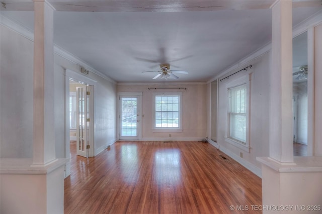 234 E Freeport St, Broken Arrow, OK 74012 - empty room with ornamental molding, wood finished floors, ceiling fan, and baseboards