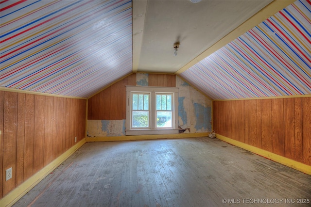 234 E Freeport St, Broken Arrow, OK 74012 - additional living space with wood finished floors, lofted ceiling, wood walls, and baseboards