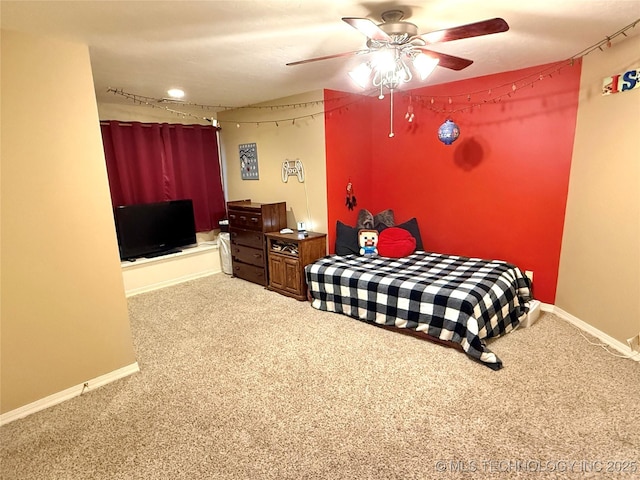 4224 S 69th W Ave, Tulsa, OK 74107 - bedroom with carpet flooring, baseboards, and a ceiling fan