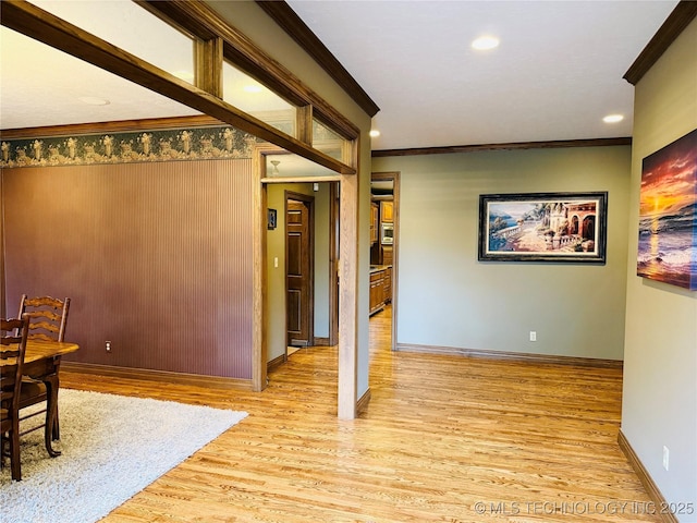 4224 S 69th W Ave, Tulsa, OK 74107 - dining room featuring crown molding, wood finished floors, baseboards, and recessed lighting
