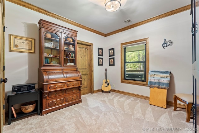 33268 Cardinal Dr, Afton, OK 74331 - office space featuring crown molding, carpet floors, and baseboards