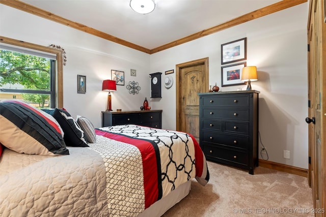 33268 Cardinal Dr, Afton, OK 74331 - bedroom with light carpet, crown molding, and baseboards