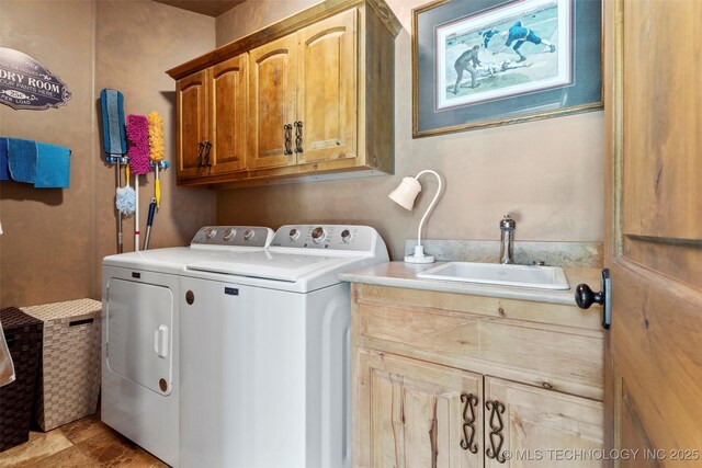 33268 Cardinal Dr, Afton, OK 74331 - laundry area with cabinet space and washer and dryer
