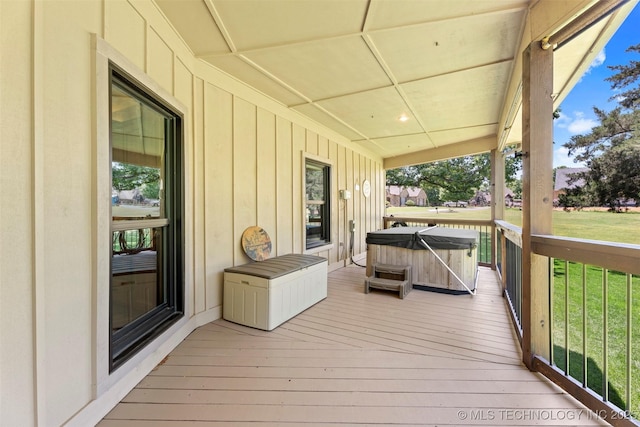 33268 Cardinal Dr, Afton, OK 74331 - deck with a hot tub and a lawn