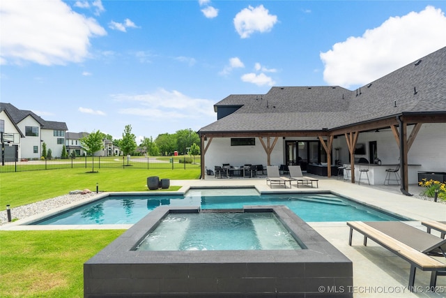 7408 E College St, Broken Arrow, OK 74014 - view of pool featuring a patio area and a pool with connected hot tub