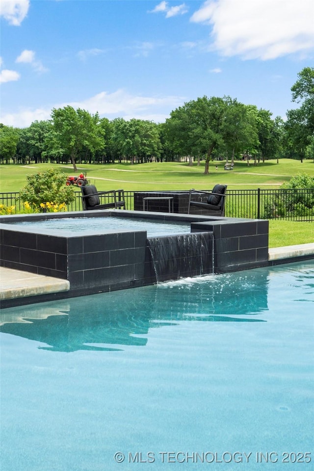7408 E College St, Broken Arrow, OK 74014 - view of swimming pool featuring golf course view and view of scattered trees