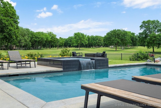 7408 E College St, Broken Arrow, OK 74014 - view of pool featuring view of golf course, a patio, and view of scattered trees