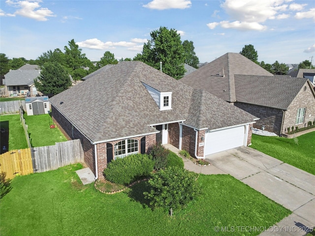 12523 S Cedar Pl, Jenks, OK 74037 - traditional home with brick siding, roof with shingles, an attached garage, and driveway