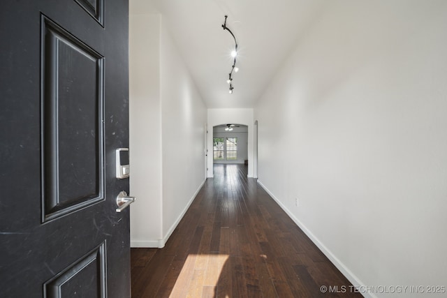 12523 S Cedar Pl, Jenks, OK 74037 - hall featuring wood-type flooring and track lighting