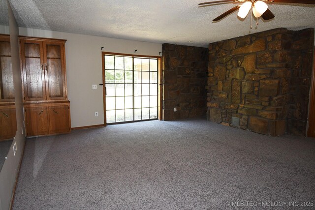 17079 S 125th St, Webbers Falls, OK 74470 - carpeted spare room featuring a textured ceiling and a ceiling fan