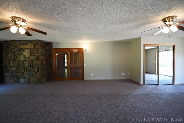 17079 S 125th St, Webbers Falls, OK 74470 - spare room with ceiling fan, carpet flooring, baseboards, and a textured ceiling