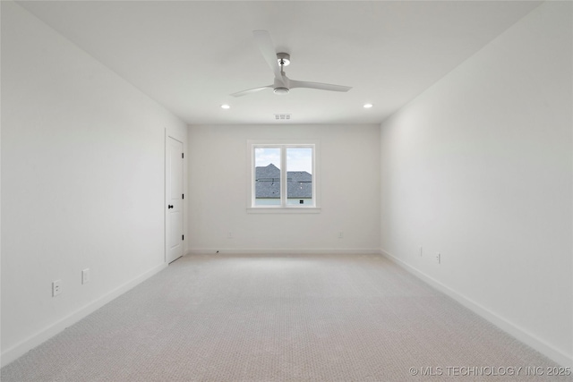 2338 E 134th St S, Bixby, OK 74008 - empty room with ceiling fan, light carpet, and recessed lighting