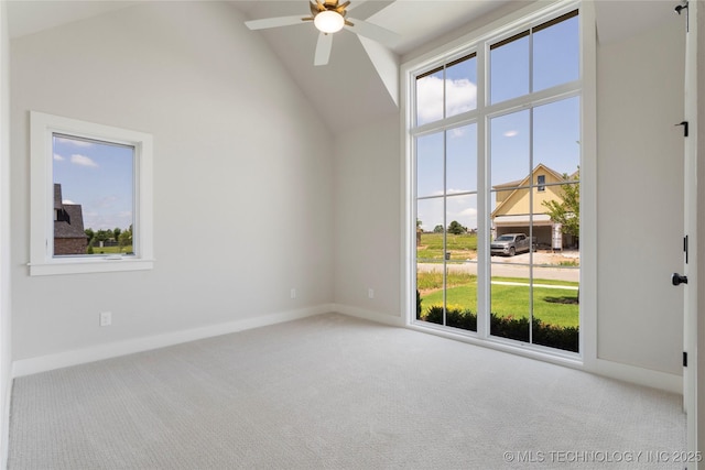 2338 E 134th St S, Bixby, OK 74008 - carpeted spare room with ceiling fan and high vaulted ceiling