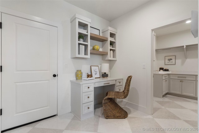2338 E 134th St S, Bixby, OK 74008 - home office featuring built in desk and baseboards