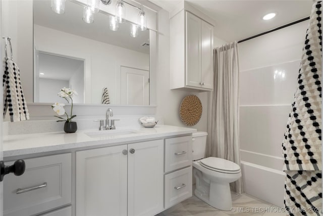 2338 E 134th St S, Bixby, OK 74008 - full bath with vanity, shower / tub combo, and marble finish floors