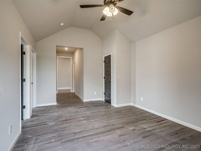 13155 S 105th E Ave, Bixby, OK 74008 - unfurnished bedroom featuring lofted ceiling, wood finished floors, baseboards, and ceiling fan