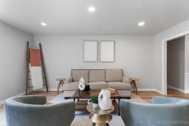 7532 E 55th Pl, Tulsa, OK 74145 - living room featuring wood finished floors, baseboards, and recessed lighting