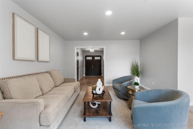 7532 E 55th Pl, Tulsa, OK 74145 - living area with wood finished floors, recessed lighting, and baseboards