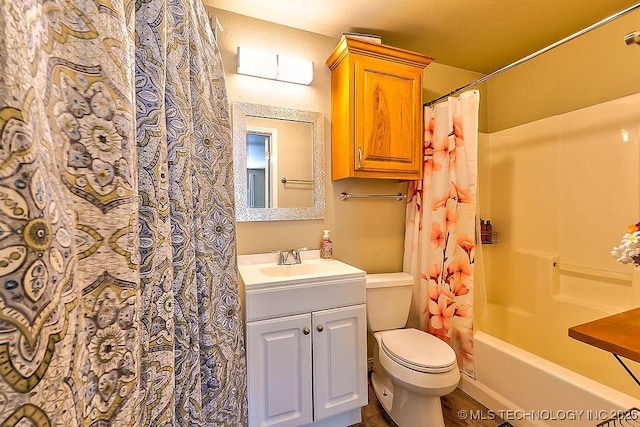 7008 S Hwy 28, Chelsea, OK 74016 - full bathroom featuring toilet, vanity, and shower / bath combination with curtain
