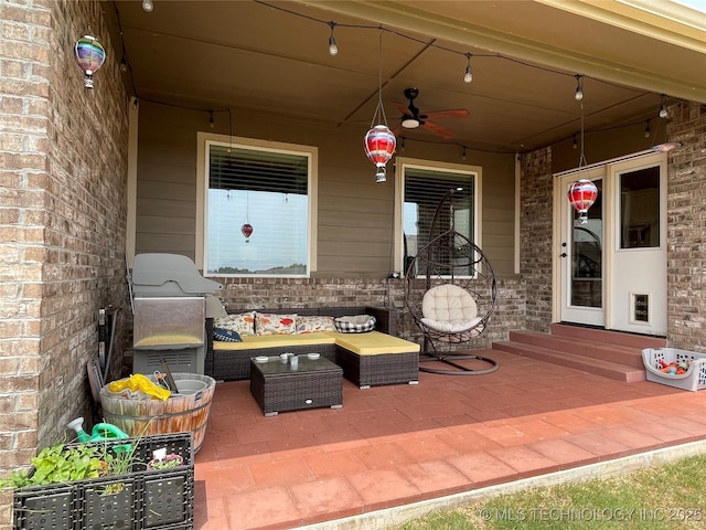2613 W Van Buren Ct, Broken Arrow, OK 74011 - view of patio with grilling area and a ceiling fan
