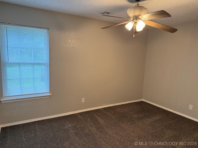 2800 E Seattle St, Broken Arrow, OK 74014 - spare room with ceiling fan, carpet floors, baseboards, and a textured ceiling