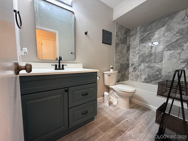 2800 E Seattle St, Broken Arrow, OK 74014 - bathroom featuring wood finished floors, toilet, vanity, and  shower combination
