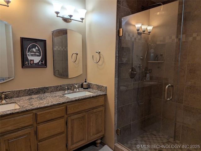 11309 S 107th E Ave, Bixby, OK 74008 - full bathroom featuring double vanity and a shower stall