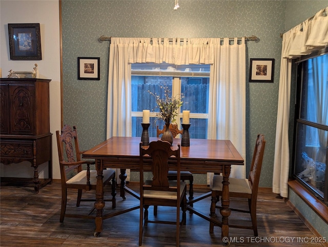 11309 S 107th E Ave, Bixby, OK 74008 - dining space with wallpapered walls and wood finished floors