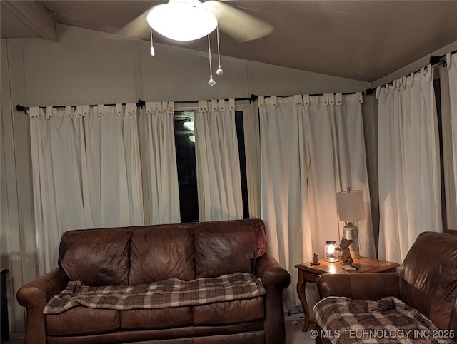 11309 S 107th E Ave, Bixby, OK 74008 - living area with vaulted ceiling and ceiling fan