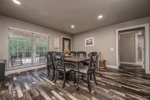 1319 SE 3rd St, Antlers, OK 74523 - dining room featuring dark wood-type flooring, baseboards, and recessed lighting