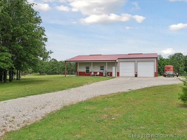 25301 E 330th Rd, Chelsea, OK 74016 - ranch-style house featuring driveway, an attached garage, and a front lawn
