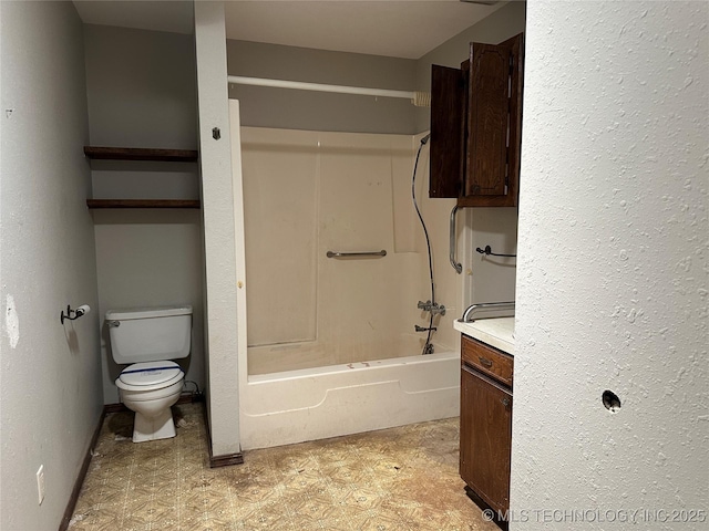 9871 E Windy Ln, Lane, OK 74555 - bathroom featuring toilet, tile patterned floors, vanity, and washtub / shower combination