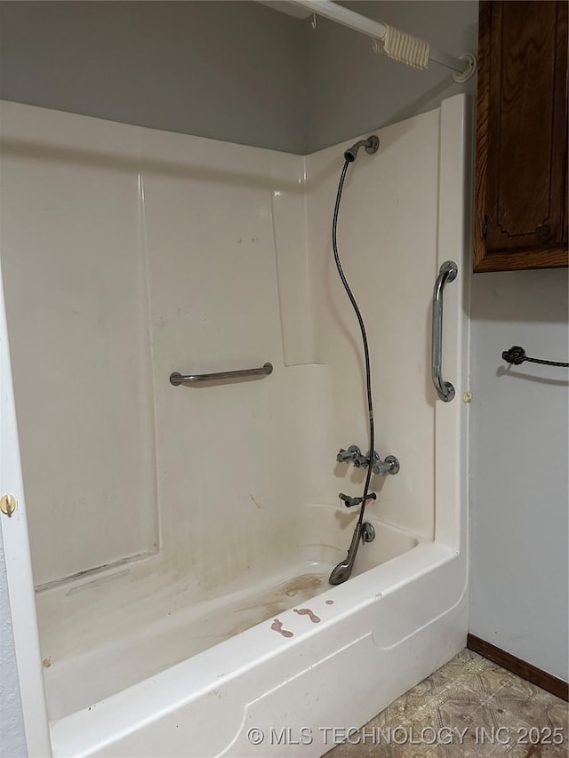 9871 E Windy Ln, Lane, OK 74555 - full bathroom with bathing tub / shower combination and baseboards