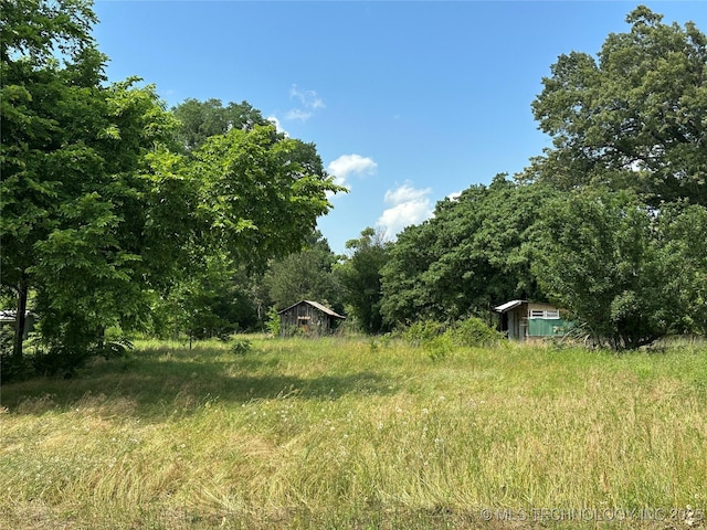 9871 E Windy Ln, Lane, OK 74555 - view of yard with a wooded view