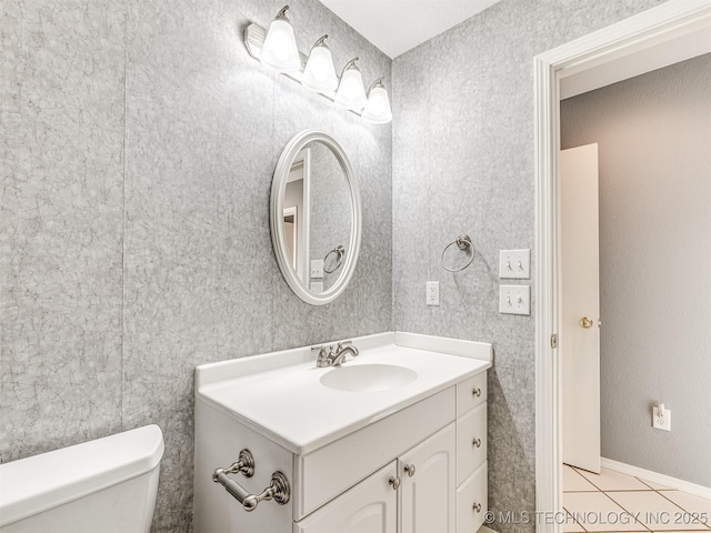 406 Sequoyah Trl, Norman, OK 73071 - bathroom featuring vanity, toilet, and tile patterned flooring