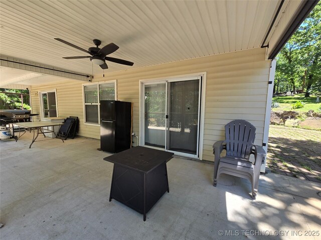 110534 S 4183rd Rd, Checotah, OK 74426 - view of patio / terrace with ceiling fan and outdoor dining space
