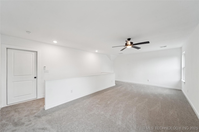 2504 W Birmingham St, Broken Arrow, OK 74011 - spare room featuring carpet flooring, ceiling fan, recessed lighting, and baseboards